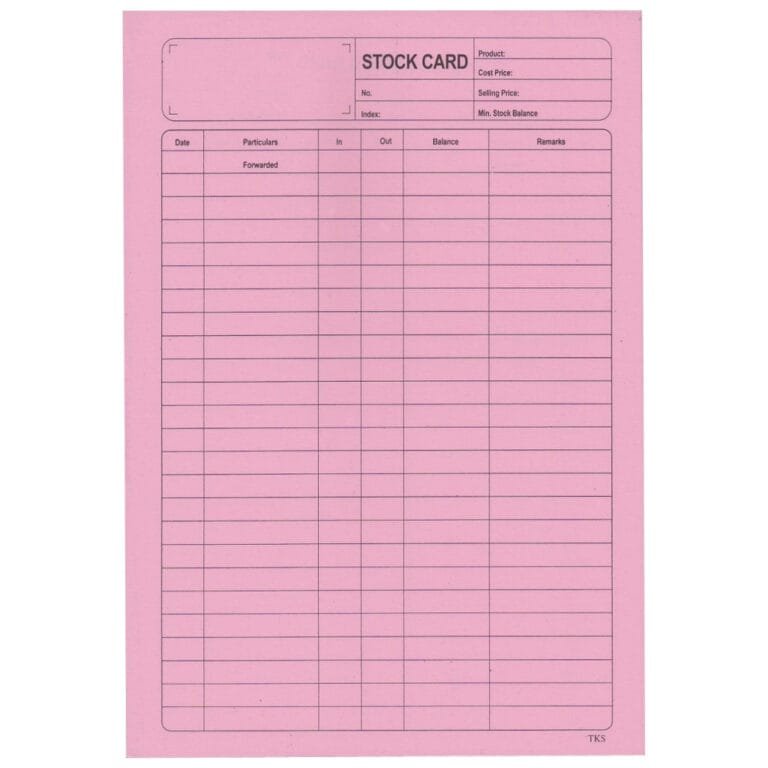 A4 Stock Card - Stationery Kenya